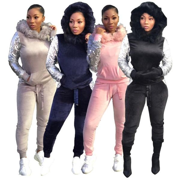 women's jumpsuits & rompers women velvet plush hooded with pockets overalls full sleeve sequined sweatshirt warm long pant 2 piece set, Black;white
women's jumpsuits & rompers women velvet plush hooded with pockets overalls full sleeve sequined sweatshirt warm long pant 2 piece set, Black;white