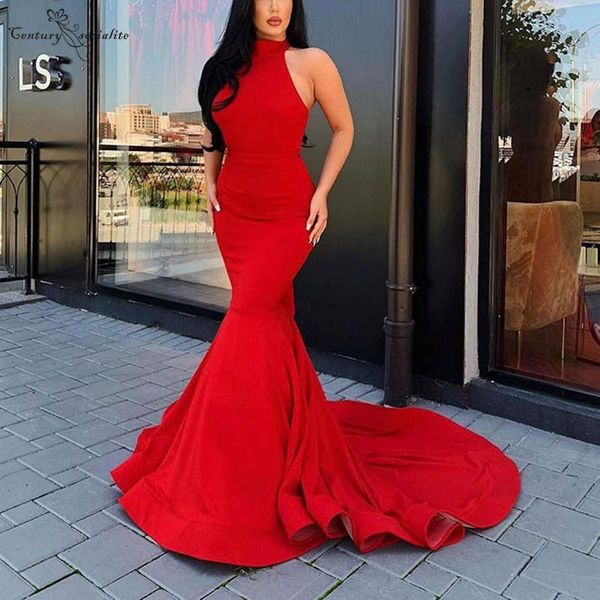 party dresses red mermaid evening long halter neck backless ruffles 2021 prom dress formal gowns vestido de festa, White;black
party dresses red mermaid evening long halter neck backless ruffles 2021 prom dress formal gowns vestido de festa, White;black