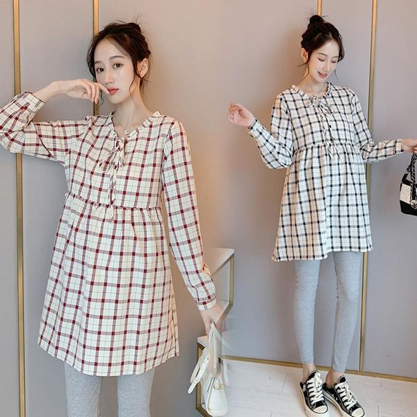 maternity dresses 6020# dress nursing spring autumn fashion cotton long sleeves plaid lactation for pregnant women, White
maternity dresses 6020# dress nursing spring autumn fashion cotton long sleeves plaid lactation for pregnant women, White