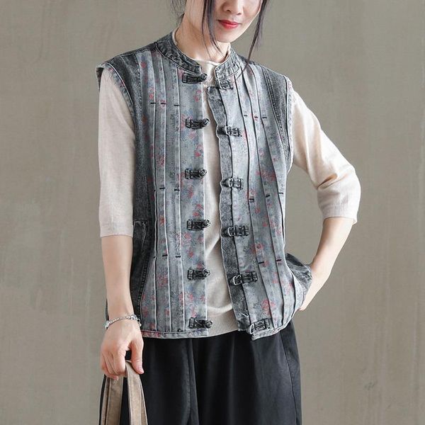 women's vests denim vest outwear sleeveless jacket for spring women loose print chinese style retro fashion casual az24511726, Black;white
women's vests denim vest outwear sleeveless jacket for spring women loose print chinese style retro fashion casual az24511726, Black;white