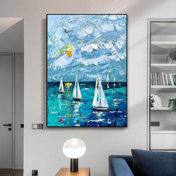paintings abstract oil painting on the wall sailboat sea landscape canvas art poster living room home decor pictures frameless 
paintings abstract oil painting on the wall sailboat sea landscape canvas art poster living room home decor pictures frameless