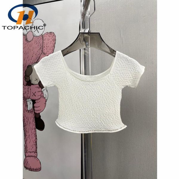 2.2 summer new fashion square collar short sleeve chain decoration knit t-shirt women, White
2.2 summer new fashion square collar short sleeve chain decoration knit t-shirt women, White