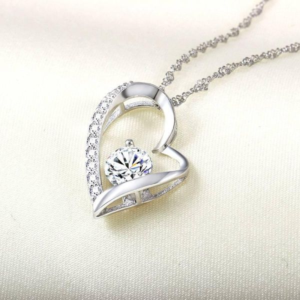 pendant necklaces romantic love heart gift women necklace chain jewellery crystal zircon, Silver
pendant necklaces romantic love heart gift women necklace chain jewellery crystal zircon, Silver