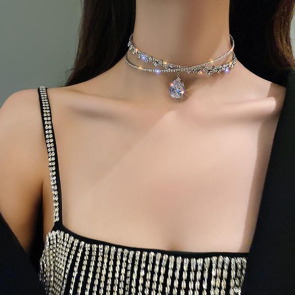 chains huge bud crystal choker zircon pendant necklace for women wedding stretch rhinestone statement accessories jewelry, Silver
chains huge bud crystal choker zircon pendant necklace for women wedding stretch rhinestone statement accessories jewelry, Silver