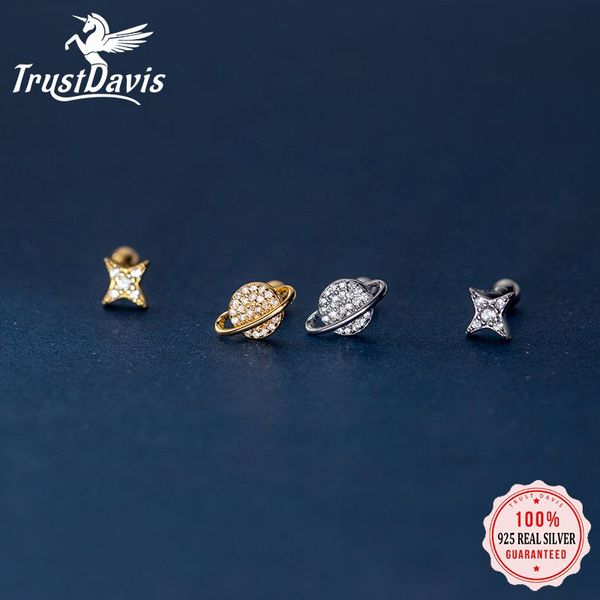stud trustdavis real 925 sterling silver fashion asymmetric planet star cz screw earrings for women wedding fine jewelry da2514, Golden;silver
stud trustdavis real 925 sterling silver fashion asymmetric planet star cz screw earrings for women wedding fine jewelry da2514, Golden;silver