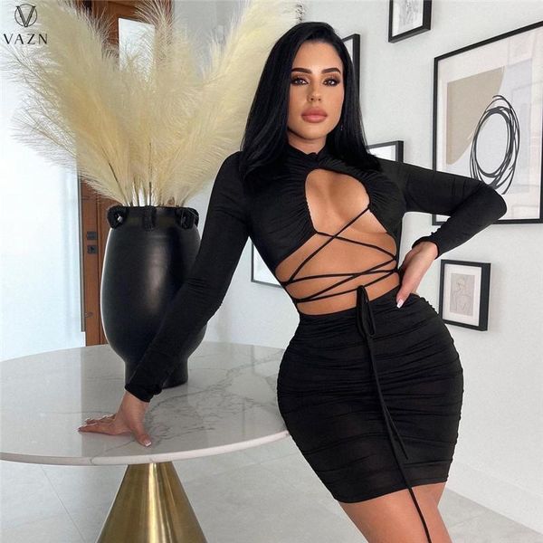 casual dresses vazn 2021 fashion street girl style short dress long sleeve round collar pure color mini, Black;gray
casual dresses vazn 2021 fashion street girl style short dress long sleeve round collar pure color mini, Black;gray