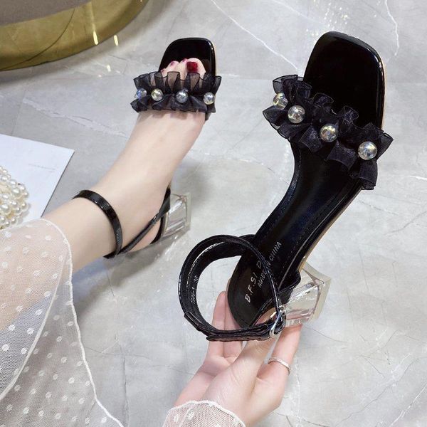 dress shoes 2021 ankle strap women sandals summer high clear heel flower pearl spring zapatillas mujer casa sapato feminino, Black
dress shoes 2021 ankle strap women sandals summer high clear heel flower pearl spring zapatillas mujer casa sapato feminino, Black