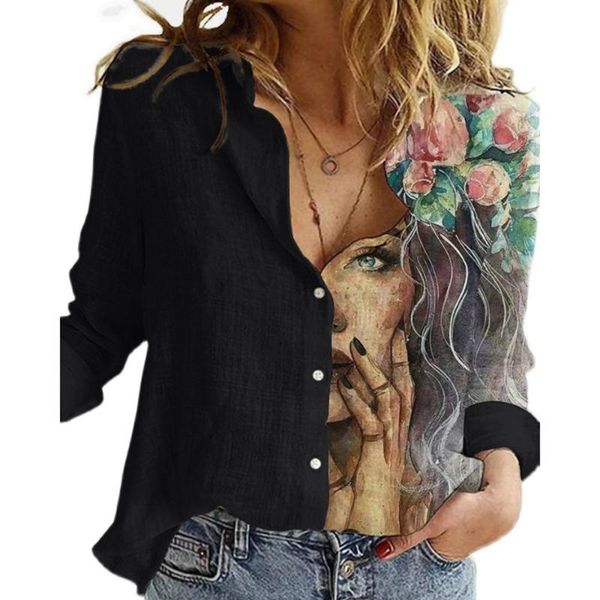 women's blouses & shirts casual fashion graffiti printing long sleeved loose lapel single-breasted spring and autumn temperament shirt, White
women's blouses & shirts casual fashion graffiti printing long sleeved loose lapel single-breasted spring and autumn temperament shirt, White