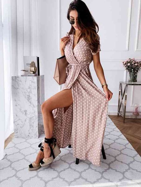 casual women long maxi dress high waist loose summer split holiday dress dot print v neck chic beach, Black;gray
casual women long maxi dress high waist loose summer split holiday dress dot print v neck chic beach, Black;gray