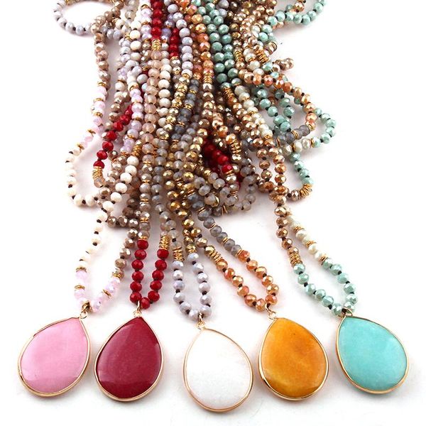 pendant necklaces fashion bohemian tribal jewelry 6mm glass long knotted crystal & stone drop, Silver
pendant necklaces fashion bohemian tribal jewelry 6mm glass long knotted crystal & stone drop, Silver