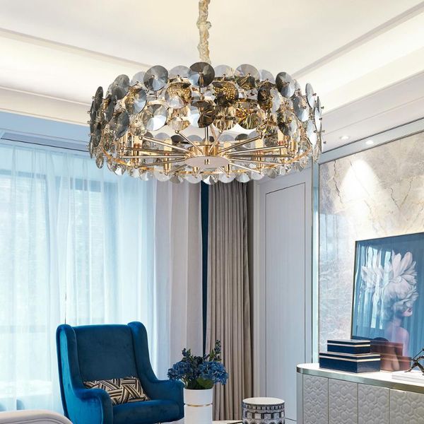 modern smoke gray crystal chandelier in the living room luxury light fixtures in the bedroom round chain crystal indoor lighting
modern smoke gray crystal chandelier in the living room luxury light fixtures in the bedroom round chain crystal indoor lighting