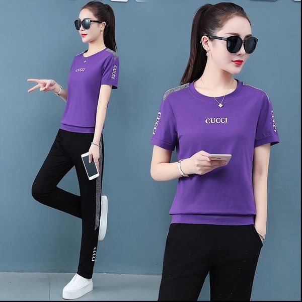 casual 2 piece sets womens outfits summer 2021 new short sleeved sportswear trousers plus size two piece red purple clothes, Gray
casual 2 piece sets womens outfits summer 2021 new short sleeved sportswear trousers plus size two piece red purple clothes, Gray