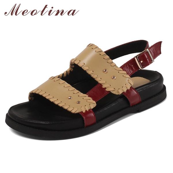 sandals meotina women shoes genuine leather flat platform med heel buckle round toe lady footwear summer apricot, Black
sandals meotina women shoes genuine leather flat platform med heel buckle round toe lady footwear summer apricot, Black
