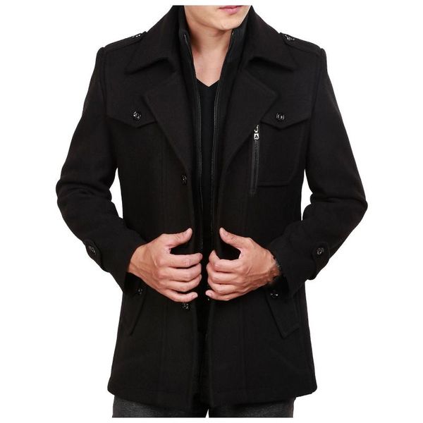 men's wool & blends long-sleeved pocket loose outerwear casual trench coat fashion business thicken slim overcoat jackets, Black
men's wool & blends long-sleeved pocket loose outerwear casual trench coat fashion business thicken slim overcoat jackets, Black