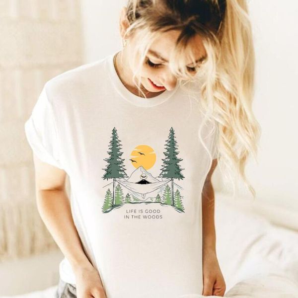 women's t-shirt life is good in the woods sun and moon graphic tee shirt mountains camping outsider t shirts woman cotton forest hiking, White
women's t-shirt life is good in the woods sun and moon graphic tee shirt mountains camping outsider t shirts woman cotton forest hiking, White