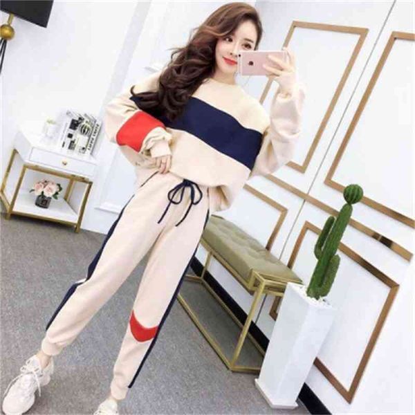 leisure sports spring and autumn 2021 korean version fashion color matching long sved trousers two-piece set women's loose suit, Gray
leisure sports spring and autumn 2021 korean version fashion color matching long sved trousers two-piece set women's loose suit, Gray