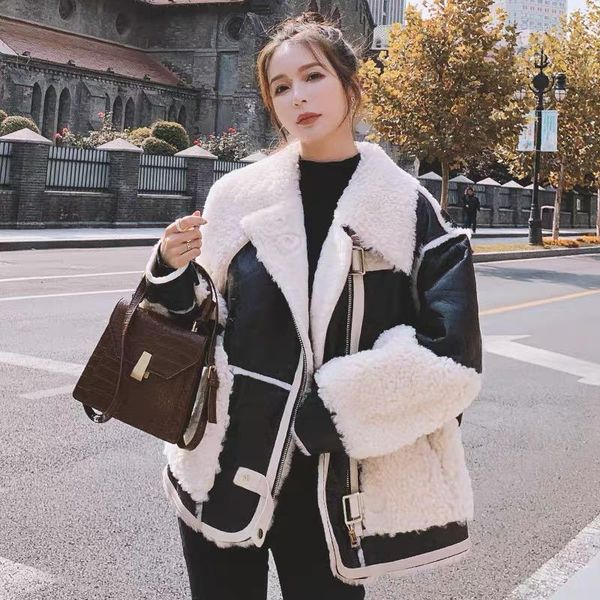 women's wool & blends short lamb coat autumn winter style korean thickened little man fur all-in-one cotton jacket eerrttyyuu23568, Black
women's wool & blends short lamb coat autumn winter style korean thickened little man fur all-in-one cotton jacket eerrttyyuu23568, Black