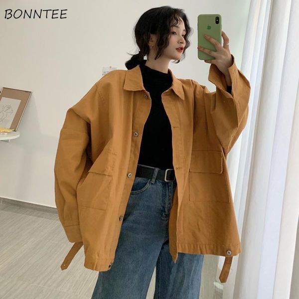 women's jackets women vintage solid cargo chic all-match daily outwear college retro trendy ladies coat pockets single breasted, Black;brown
women's jackets women vintage solid cargo chic all-match daily outwear college retro trendy ladies coat pockets single breasted, Black;brown