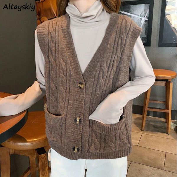 women's knits & tees twist solid cardigan women simple pockets v-neck fashion all-match single breasted sleeveless knitted vest vintage, White
women's knits & tees twist solid cardigan women simple pockets v-neck fashion all-match single breasted sleeveless knitted vest vintage, White
