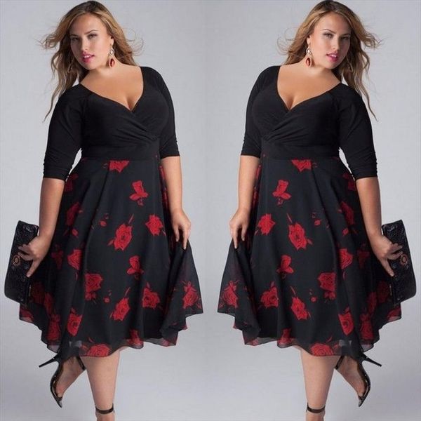 plus size fashion mid calf womens dress floral casual summer sundress evening party vestidos de fiesta, Black;gray
plus size fashion mid calf womens dress floral casual summer sundress evening party vestidos de fiesta, Black;gray