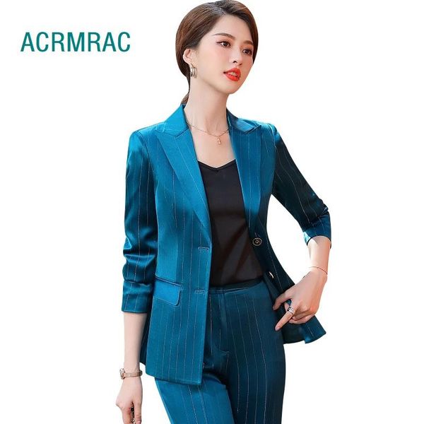 women suits spring stripe blazers pants office lady formal work clothes women pants suits woman set 2050, White
women suits spring stripe blazers pants office lady formal work clothes women pants suits woman set 2050, White