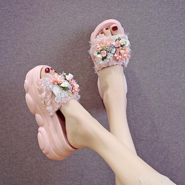 slippers summer fashion leisure flower crystal ladies exquisite thick-soled high-heeled beach waterproof platform., Black
slippers summer fashion leisure flower crystal ladies exquisite thick-soled high-heeled beach waterproof platform., Black
