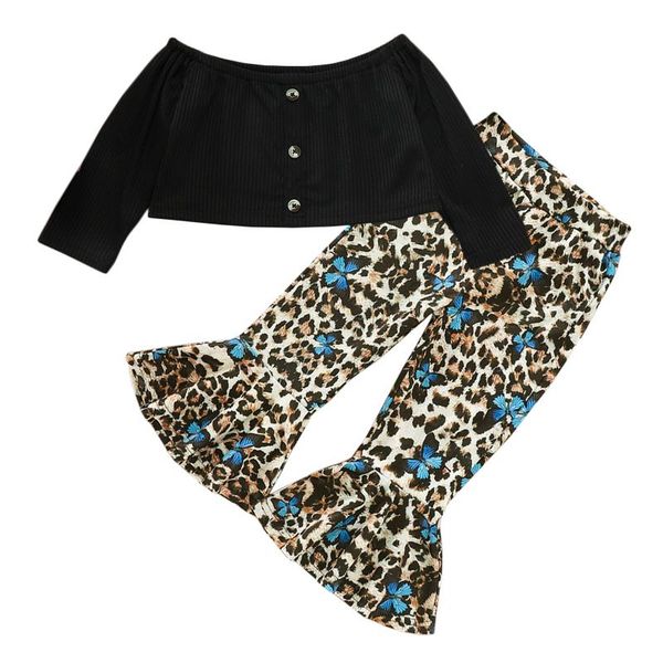 clothing sets 2 pieces kids suit set solid color boat neck long sleeve leopard print flared trousers for girls, White
clothing sets 2 pieces kids suit set solid color boat neck long sleeve leopard print flared trousers for girls, White