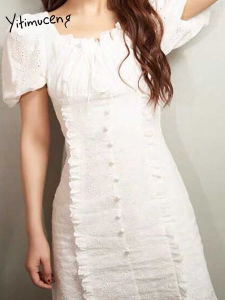 yitimuceng white dresses for women summer korean fashion slim office lady dress short puff sleeve edible tree fungus 210601, Black;gray
yitimuceng white dresses for women summer korean fashion slim office lady dress short puff sleeve edible tree fungus 210601, Black;gray