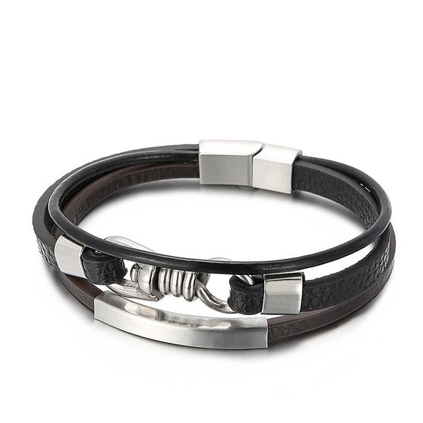 charm bracelets european punk jewelry stainless steel metal accessories 3 layer men leather bracelet 2021, Golden;silver
charm bracelets european punk jewelry stainless steel metal accessories 3 layer men leather bracelet 2021, Golden;silver