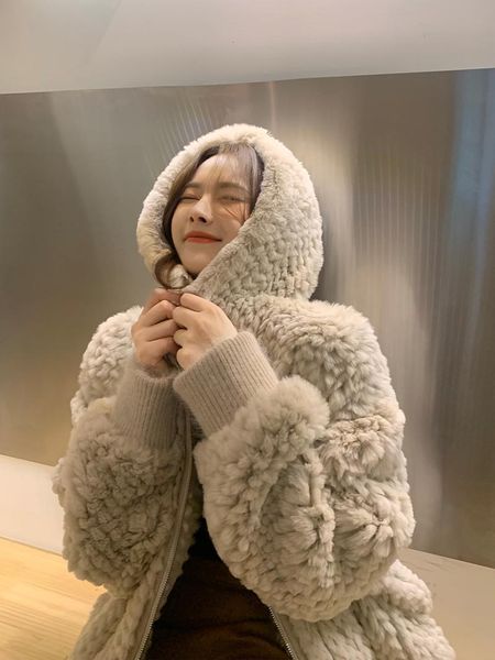 women's fur & faux womens coat autumn winter hooded shaggy fleece parkas, Black