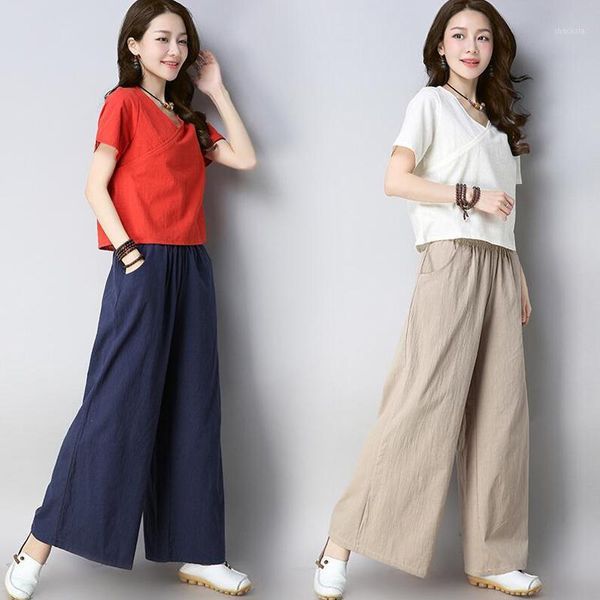 summer vintage cotton and line two-pieces set 2021 women casual loose two piece wide leg long pants suit lj2307 women's tracksuits, Gray
summer vintage cotton and line two-pieces set 2021 women casual loose two piece wide leg long pants suit lj2307 women's tracksuits, Gray