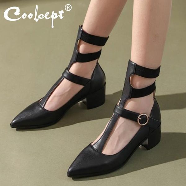 sandals coolcept women real leather thick heel buckle shoes fashion cool summer footwear size 33-40, Black
sandals coolcept women real leather thick heel buckle shoes fashion cool summer footwear size 33-40, Black