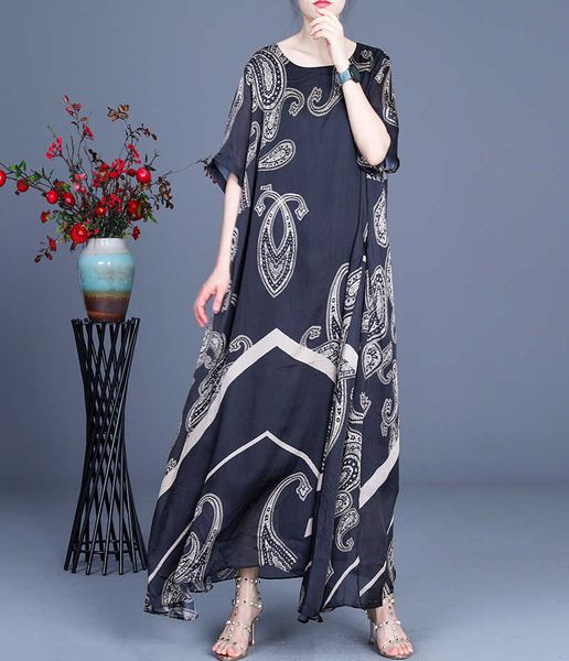vanovich summer irregular dress printed flower short sleeve long retro double a line 210615, Black;gray
vanovich summer irregular dress printed flower short sleeve long retro double a line 210615, Black;gray
