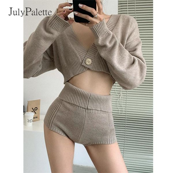 women's tracksuits julypalette women 2 pieces knitted sets full sleeve short cardigan and high waist shorts 2021 autumn female sweater, Gray
women's tracksuits julypalette women 2 pieces knitted sets full sleeve short cardigan and high waist shorts 2021 autumn female sweater, Gray