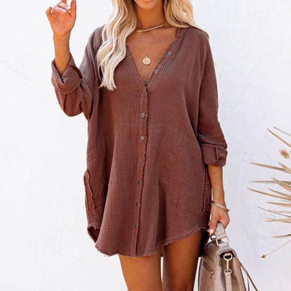 casual dresses women autumn v-neck long sleeve button cotton milled edge pocket shirt dress loose fall mini vestido feminino, Black;gray
casual dresses women autumn v-neck long sleeve button cotton milled edge pocket shirt dress loose fall mini vestido feminino, Black;gray