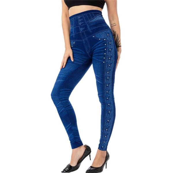 women's leggings casual imitation cowboy high waist bead elasticity fitness running gym sports slim cropped pants tayt #py, Black
women's leggings casual imitation cowboy high waist bead elasticity fitness running gym sports slim cropped pants tayt #py, Black