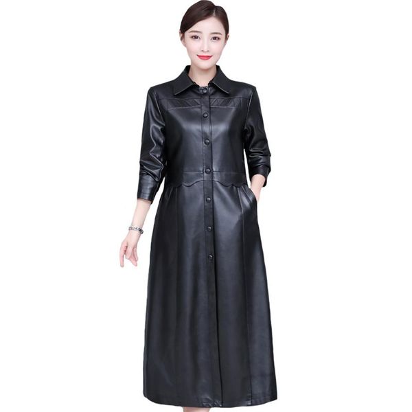 women's leather & faux autumn winter women jacket plus cotton elegant size 5xl x-long pu trench coats fashion coat, Black
women's leather & faux autumn winter women jacket plus cotton elegant size 5xl x-long pu trench coats fashion coat, Black