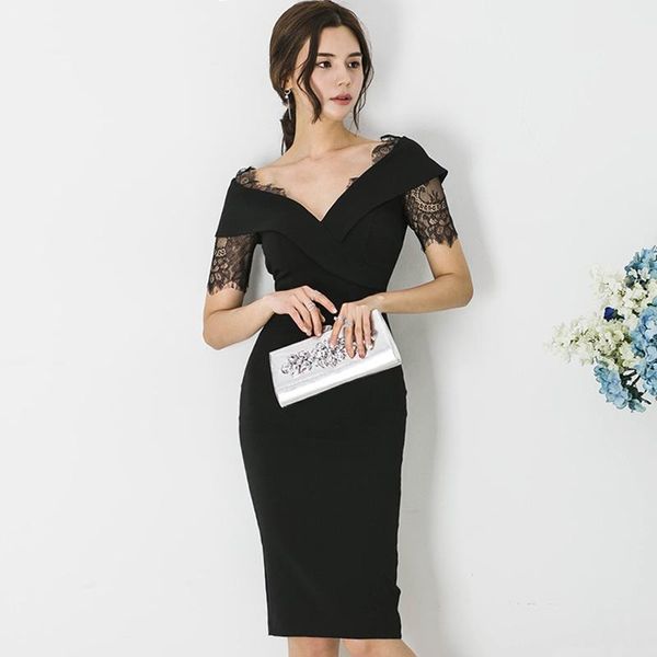 casual dresses 2021 summer lace patchwork black vestidos women knee-length midi pencil bodycon v-neck office work dress, Black;gray
casual dresses 2021 summer lace patchwork black vestidos women knee-length midi pencil bodycon v-neck office work dress, Black;gray