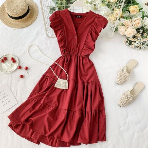 casual dresses 2021 v neck ruffles summer dress party tank sundress women a-line beach holiday elegant knee-length vestidos, Black;gray
casual dresses 2021 v neck ruffles summer dress party tank sundress women a-line beach holiday elegant knee-length vestidos, Black;gray