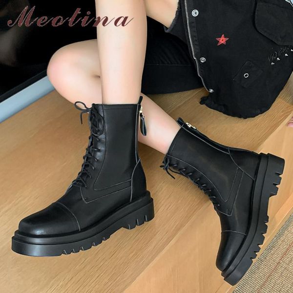 boots meotina genuine leather motorcycle shoes women platform flat zipper ankle round toe ladies autumn winter 33-43, Black
boots meotina genuine leather motorcycle shoes women platform flat zipper ankle round toe ladies autumn winter 33-43, Black
