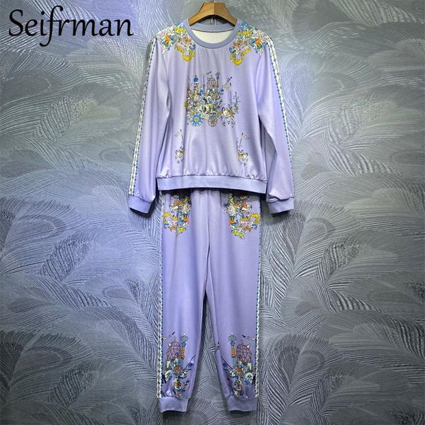 women's two piece pants seifrmann women autumn fashion designer pants set lantern sleeve loose +high waist vintage printed long 2 piece, White
women's two piece pants seifrmann women autumn fashion designer pants set lantern sleeve loose +high waist vintage printed long 2 piece, White