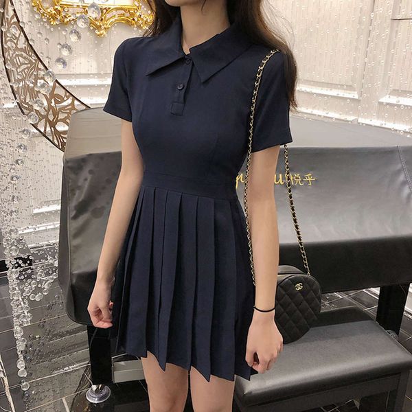 spring 2021 new lapel short sleeve high waist pleated dress for women with thin and foreign style, Black;gray
spring 2021 new lapel short sleeve high waist pleated dress for women with thin and foreign style, Black;gray