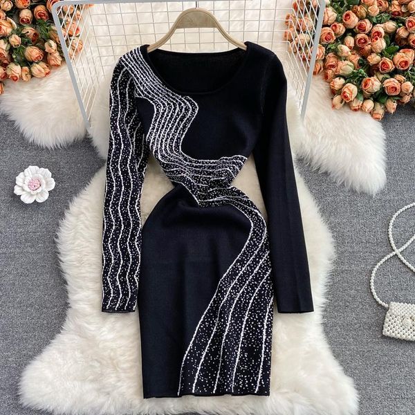 casual dresses crew neck elastic knitted printed dress 2021 autumn winter tight and thin contrast bottom wrap hip, Black;gray
casual dresses crew neck elastic knitted printed dress 2021 autumn winter tight and thin contrast bottom wrap hip, Black;gray