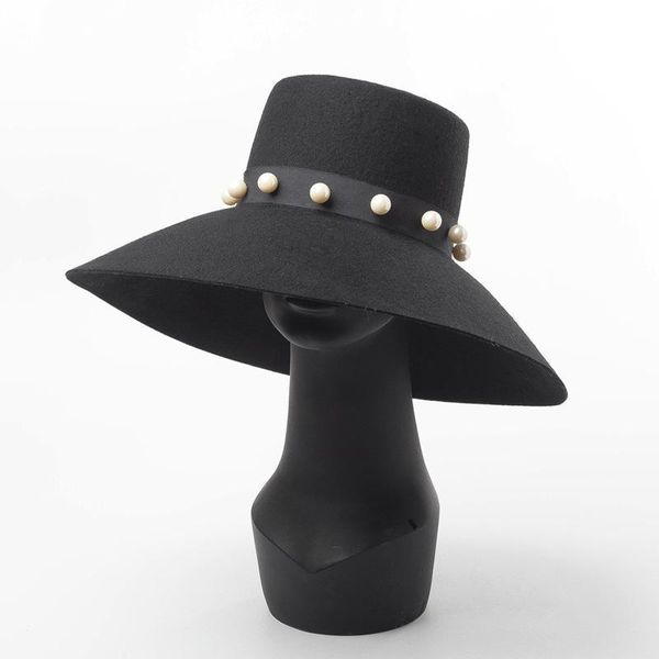 stingy brim hats king wheat black wide big wool women fedora ladies fashion stage show felt cap pearl decoration simple perform hat, Blue;gray
stingy brim hats king wheat black wide big wool women fedora ladies fashion stage show felt cap pearl decoration simple perform hat, Blue;gray