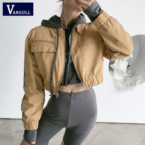 women's jackets vangull outerwear crop bomber jacket women patch long sleeve autumn female pocket zipper streetwear coats and, Black;brown
women's jackets vangull outerwear crop bomber jacket women patch long sleeve autumn female pocket zipper streetwear coats and, Black;brown