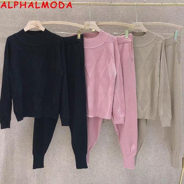 women's two piece pants alphalmoda 2021 winter solid plaids knit sweater trousers 2pcs suit women brief style pullover jumper jogger se, White
women's two piece pants alphalmoda 2021 winter solid plaids knit sweater trousers 2pcs suit women brief style pullover jumper jogger se, White