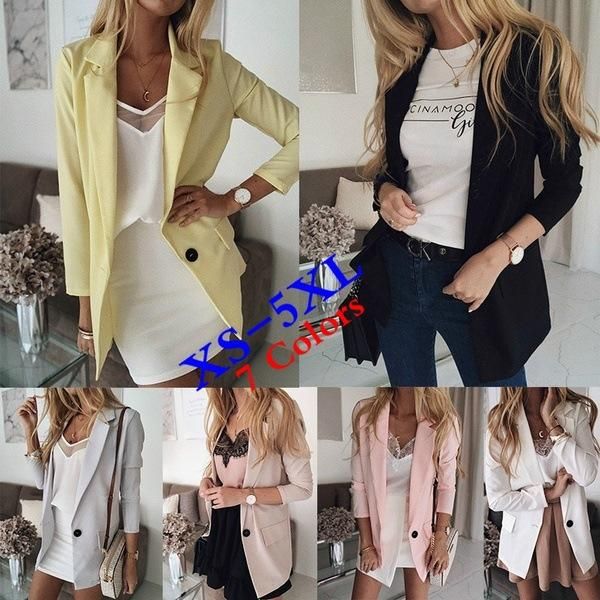 women's suits & blazers 2021 spring and autumn style european american fashion solid color large size long-sleeved cardigan casu, White;black
women's suits & blazers 2021 spring and autumn style european american fashion solid color large size long-sleeved cardigan casu, White;black