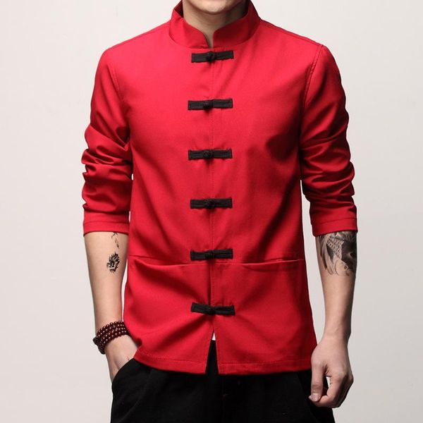 men's jackets leosoxs spring vintage chinese style solid color men coats casual stand collar full sleeve button male clothing, Black;brown
men's jackets leosoxs spring vintage chinese style solid color men coats casual stand collar full sleeve button male clothing, Black;brown