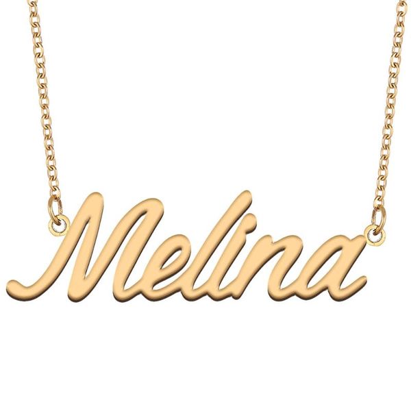 pendant necklaces melina name necklace for women stainless steel jewelry 18k gold plated nameplate femme mother girlfriend gift, Silver
pendant necklaces melina name necklace for women stainless steel jewelry 18k gold plated nameplate femme mother girlfriend gift, Silver