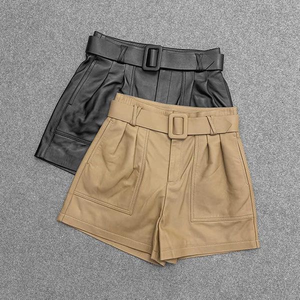 women's shorts 2021 chic spring genuine leather belt pockets real casual c759, White;black
women's shorts 2021 chic spring genuine leather belt pockets real casual c759, White;black